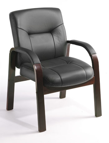 B8909 - Black Italian Leather Guest Chair