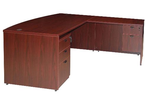 Mahogany Bow Front L Shape Desk Ofco Office Furniture