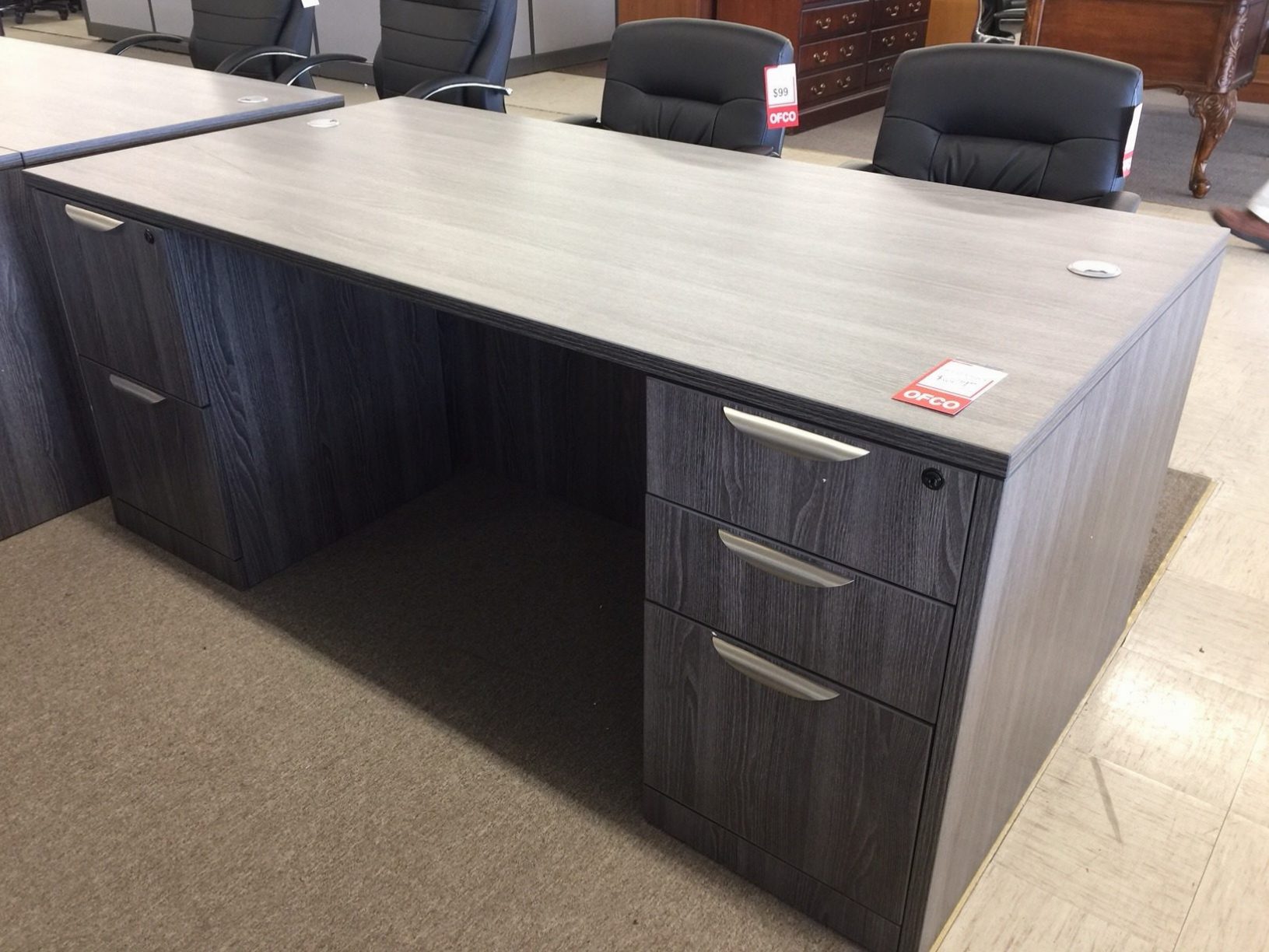 Computer Desk with Storage - Newport Gray - PL Laminate by Harmony Collection