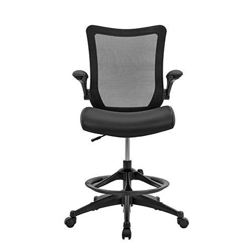 Mesh Back Faux Leather Drafting Stool - Image 3