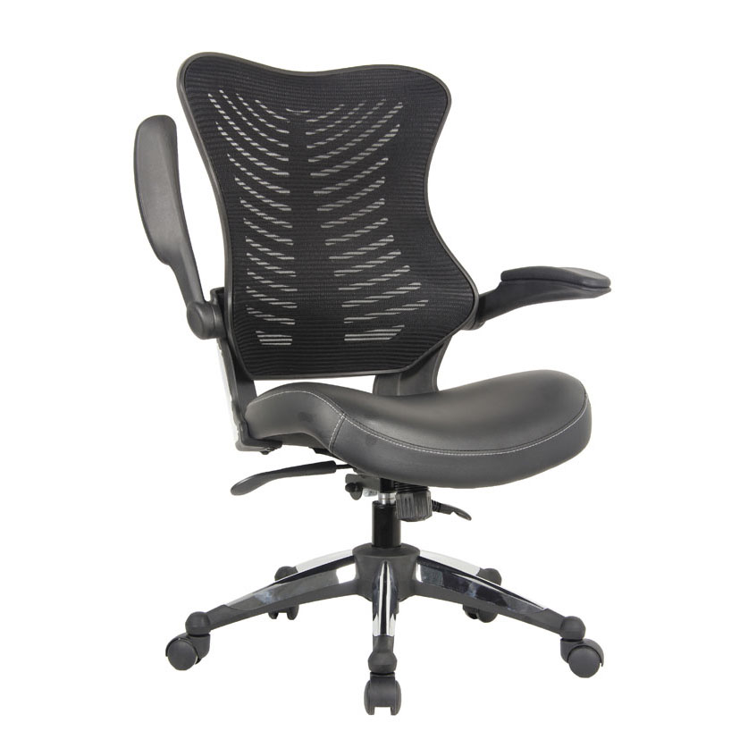 Mesh Back Leather Seat Chair
