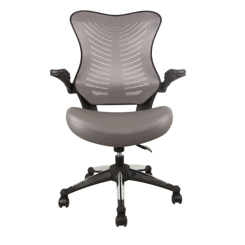 Grey Mesh Back Leather Seat Chair - Image 2